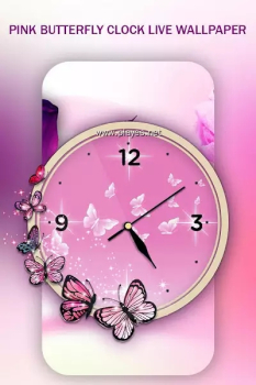 Pink Butterfly Clock粉红蝴蝶钟动态壁纸app最新版 v1.0 screenshot 1