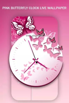 Pink Butterfly Clock粉红蝴蝶钟动态壁纸app最新版 v1.0 screenshot 2