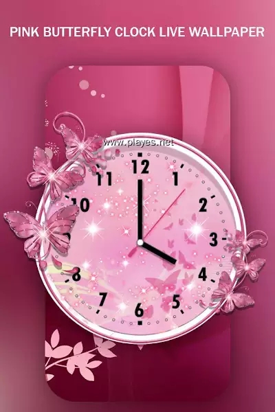 Pink Butterfly Clock粉红蝴蝶钟动态壁纸app最新版