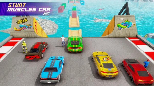 危险高空汽车特技驾驶模拟游戏中文手机版（Muscle Car Stunts 2023）