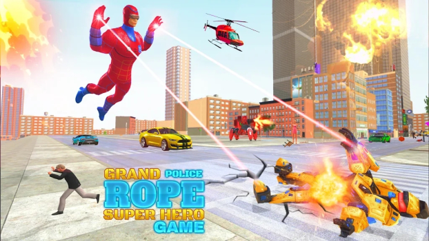 超级绳索战士游戏手机版（Police Rope Hero Rescue Game） v1.1 screenshot 1