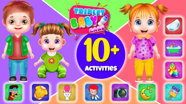 三胞胎婴儿护理游戏中文版（Triplet Chic Baby Care for Kids） v1.2 screenshot 1