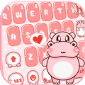 Pink Cute Hippo Theme apk free download