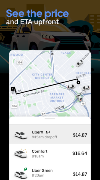 Uber Request a ride app