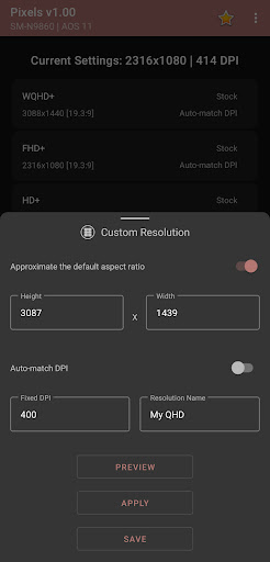 Pixels Resolution+DPI Changer premium apk unlocked everything free download