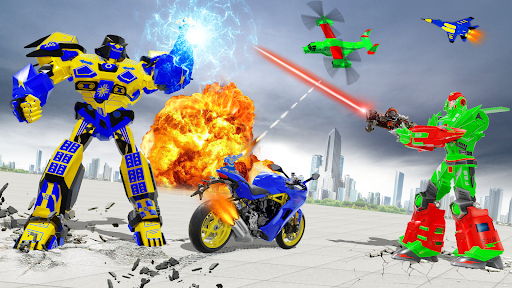 Snow Bike Transform Robot Game mod apk download