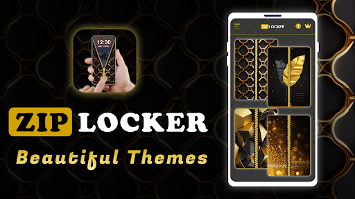 Screen Lock Gold Zip Locker mod apk download v1.0.15 screenshot 1