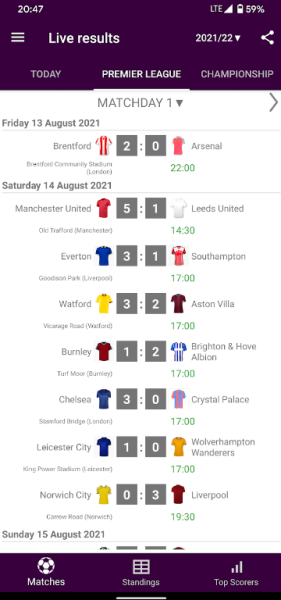Live Scores for Premier League App Free Download Latest Version