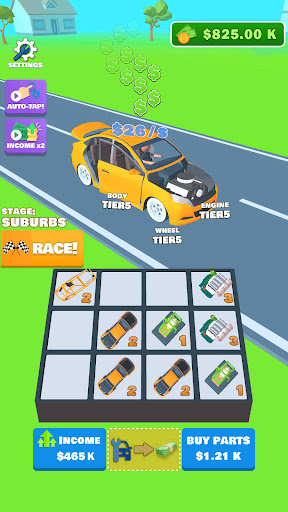 Merge Race Idle Car games Mod Apk Unlimited Money