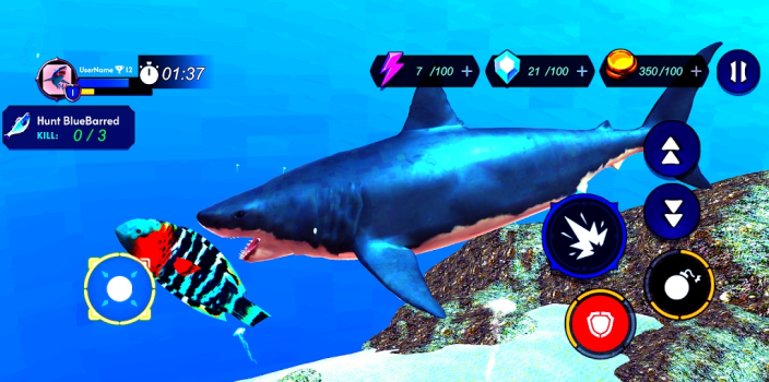 Shark Attack Predator Fish Sim mod apk unlimited money and gems v1.2 screenshot 1