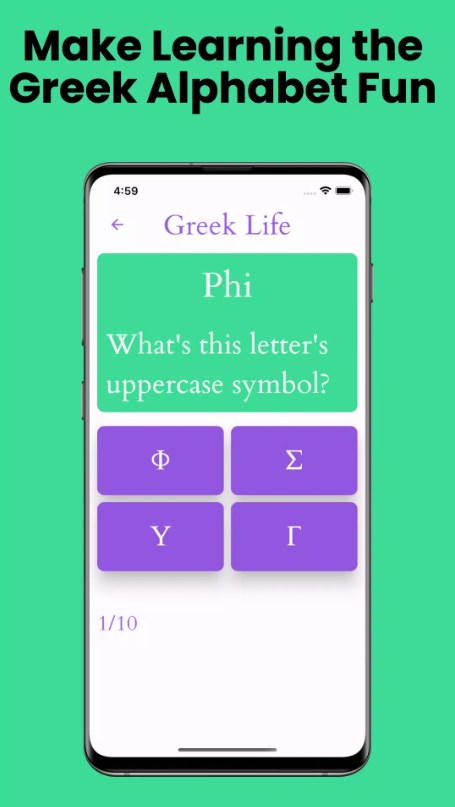 Learn Greek Alphabet game app for android download 