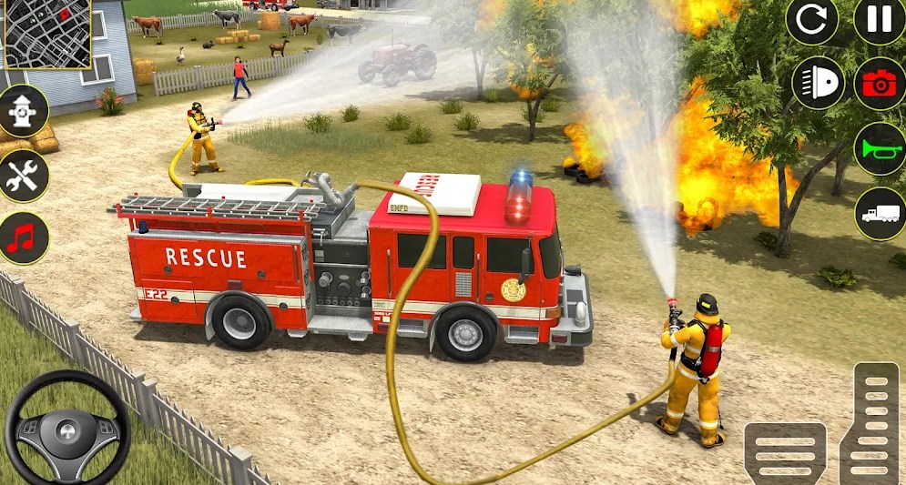 Fire Truck Rescue Sim Games 3d mod apk latest version